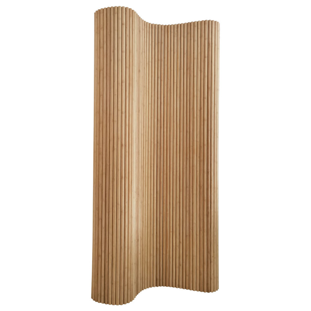 Freestanding Wave Shape Bamboo Privacy Screen Room Divider