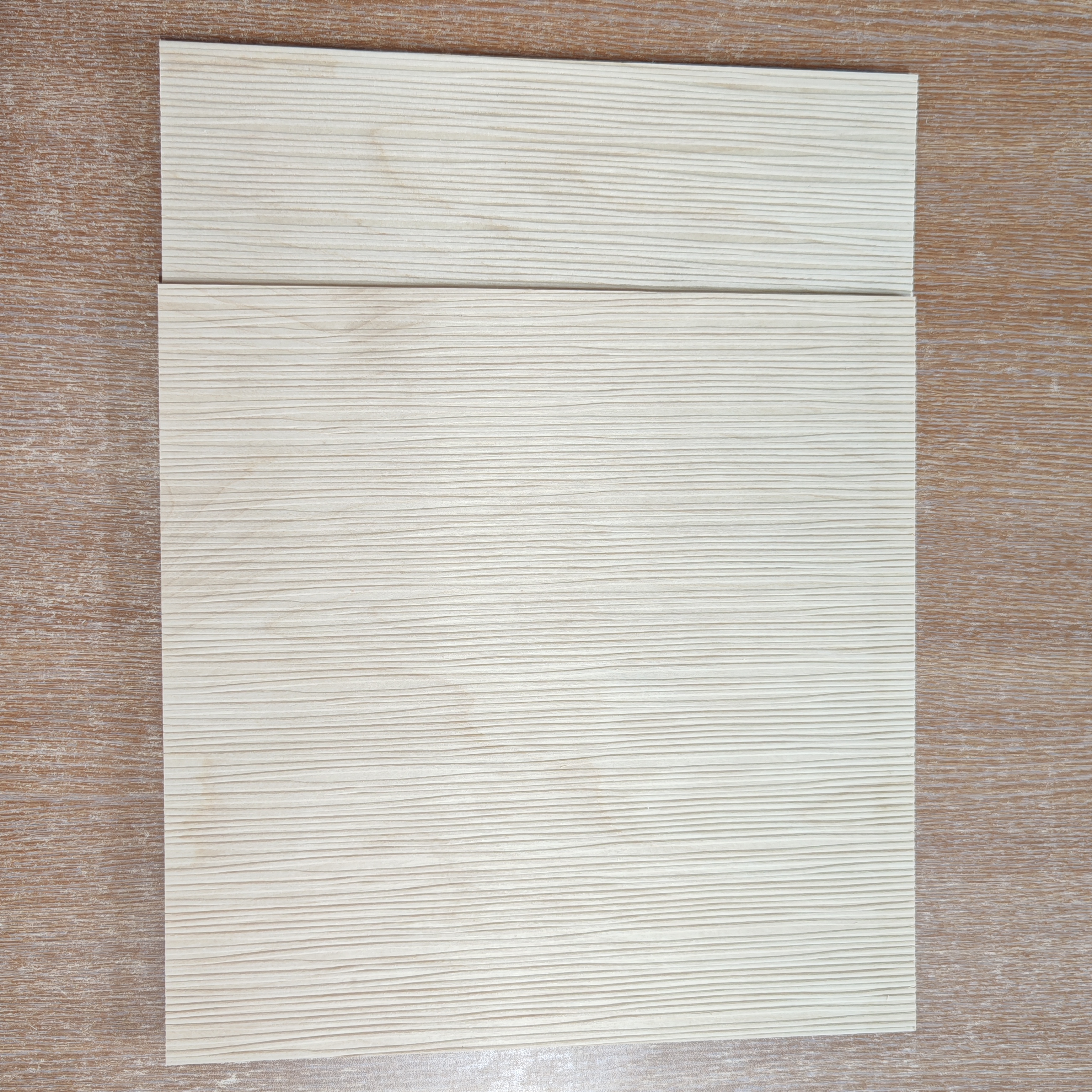 Two Pieces of Slatted Oak Plywood