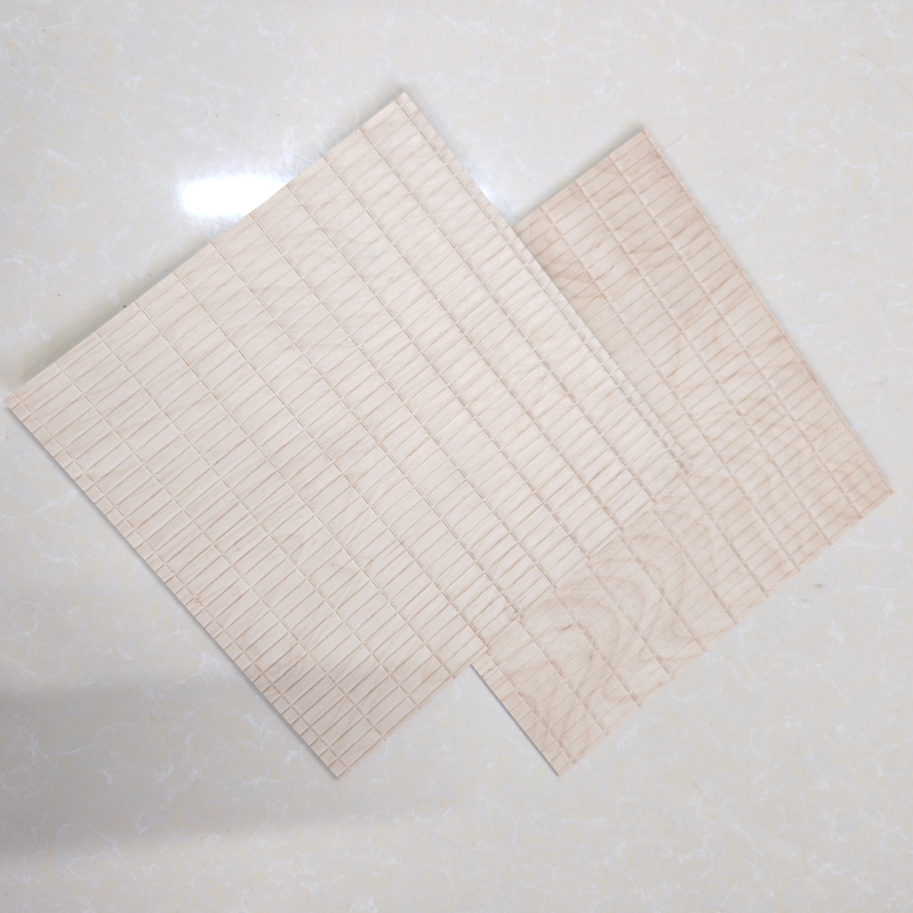 Stacked Mosaic Oak Plywood Panels
