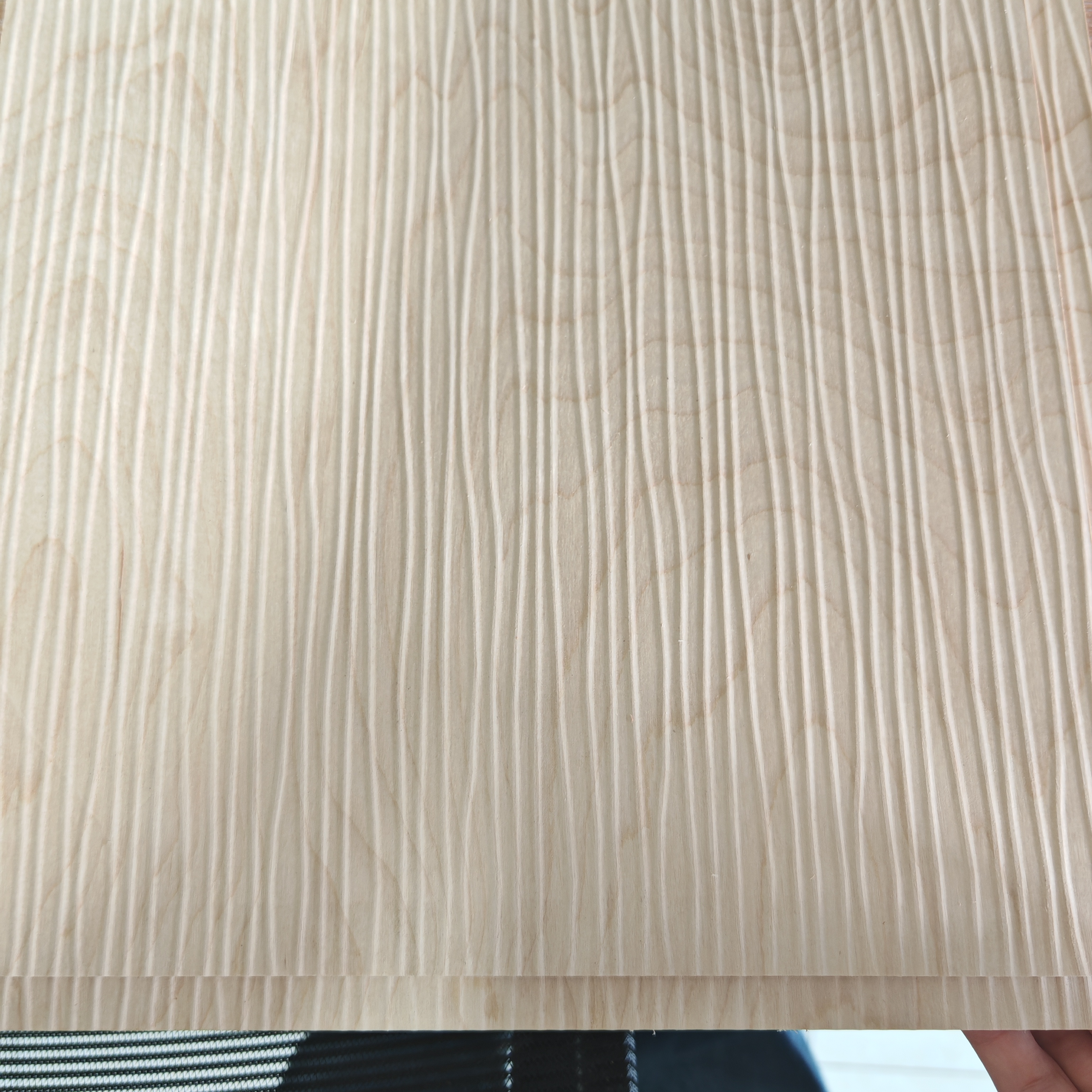 Close-up of Fluted White Oak Plywood