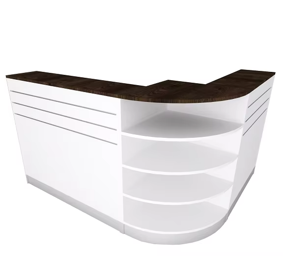 L Shaped Corner Slatwall Reception Desk