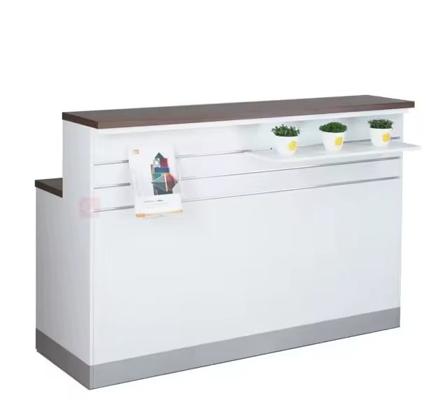 White Slatwall Cash Wrap Counter