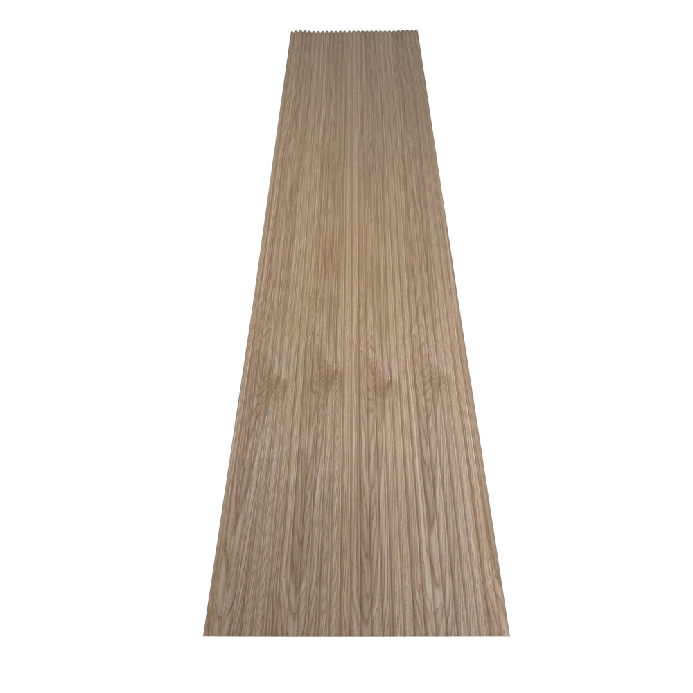 Flat View of Natural Wood Veneer Fluted Wall Panel Sheet